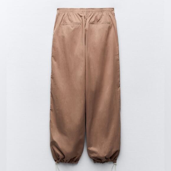 ZARA BLOGGER FAVORITE NYLON BLEND PARACHUTE PANTS - Picture 10 of 12